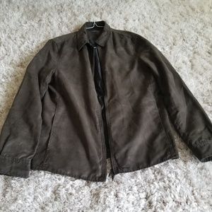 Mens olive Zara faux suede over shirt size l